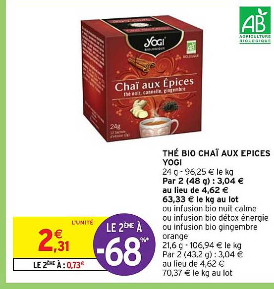 thé bio chaï aux épices yogi