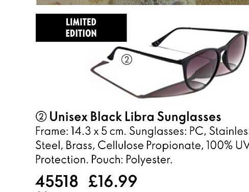 unisex black libra sunglasses