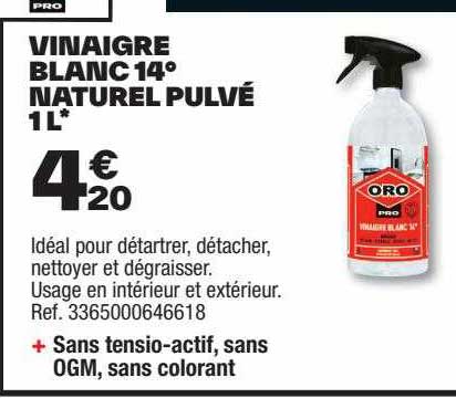 vinaigre blanc 14° naturel pulvé 1l