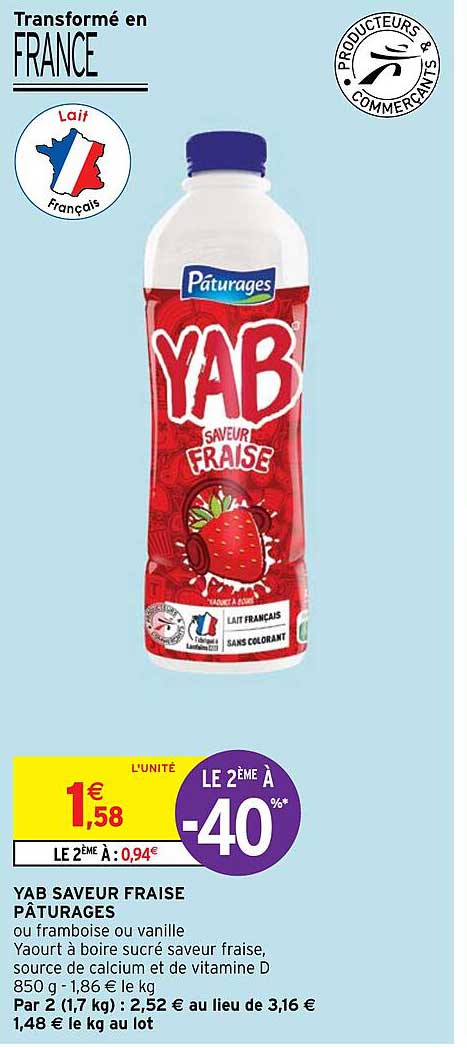 Yab Saveur Fraise Pâturages