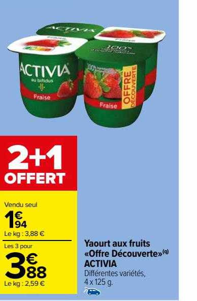 Yaourt Aux Fruits «offre Découverte» Activia