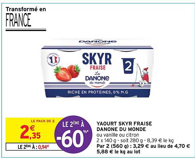 Yaourt Skyr Fraise Danone Du Monde