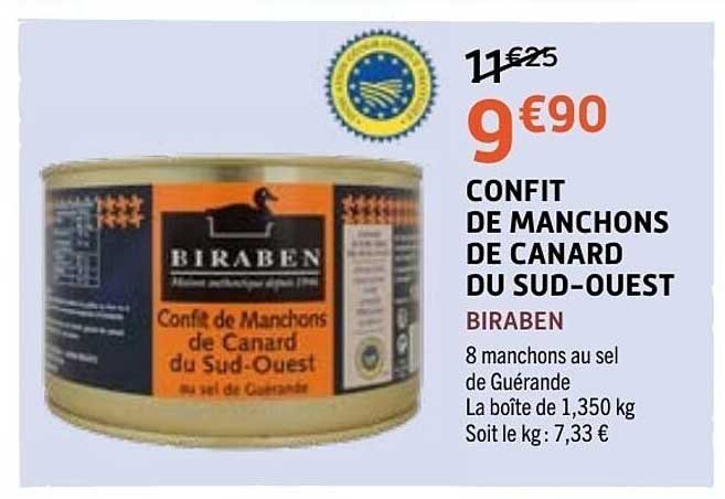 BIRABEN Confit de Manchons de Canard du Sud-Ouest
