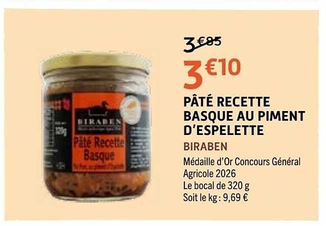 BIRABEN PÂTÉ RECETTE BASQUE AU PIMENT D’ESPELETTE