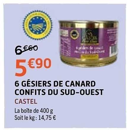 CASTEL 6 GÉSIERS DE CANARD CONFITS DU SUD-OUEST