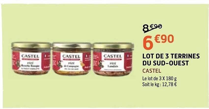 CASTEL LOT DE 3 TERRINES DU SUD-OUEST