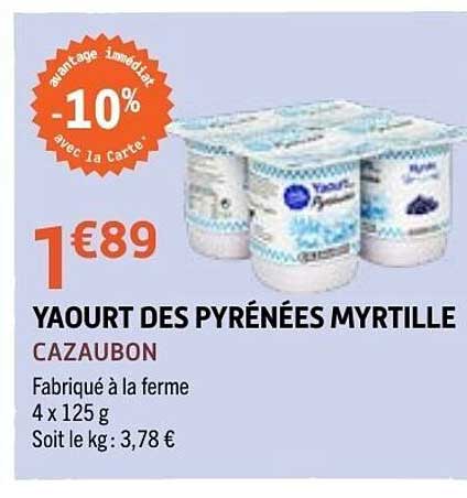 Cazaubon YAOURT DES PYRÉNÉES MYRTILLE