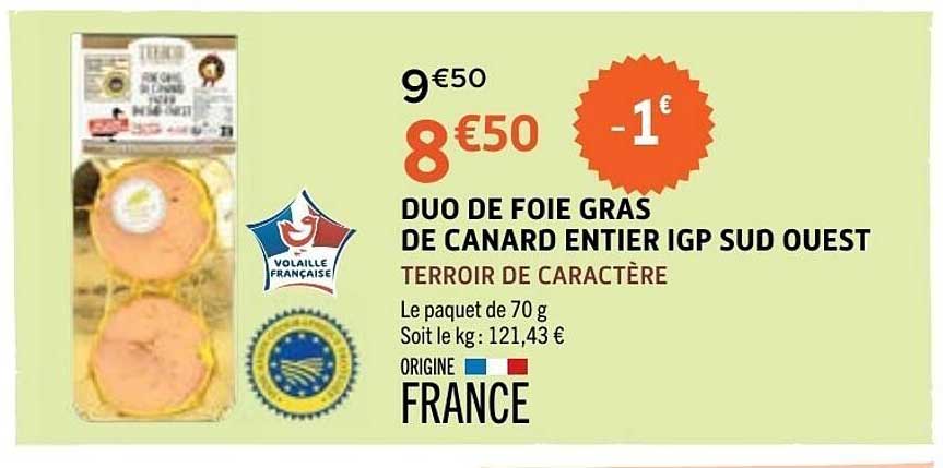 DUO DE FOIE GRAS DE CANARD ENTIER IGP SUD OUEST