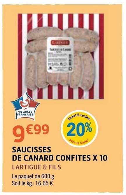 LARTIGUE & FILS SAUCISSES DE CANARD CONFITES x 10