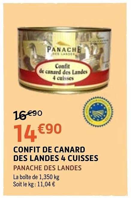 PANACHE DES LANDES Confit de canard des Landes 4 cuisses