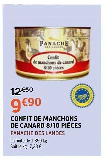 PANACHE DES LANDES Confit de manchons de canard 8/10 pièces
