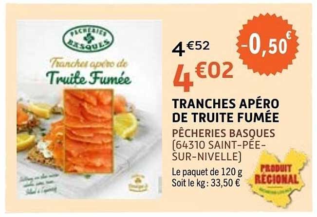 Pêcheries Basques Tranches apéro de truite fumée