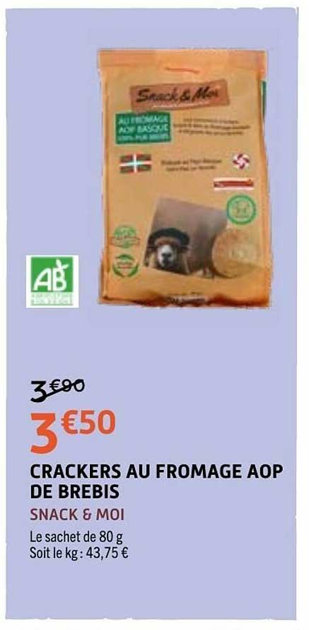 SNACK & MOI CRACKERS AU FROMAGE AOP DE BREBIS