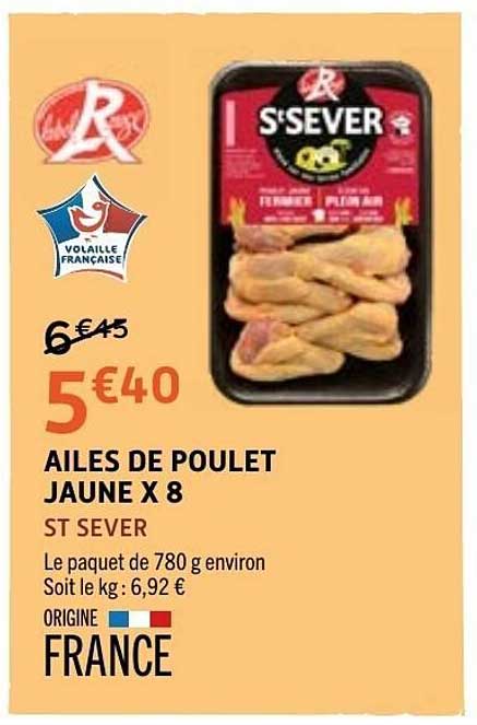 ST SEVER AILES DE POULET JAUNE X 8
