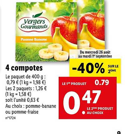 4 Compotes Vergers Gourmands -40% Sur Le 2e
