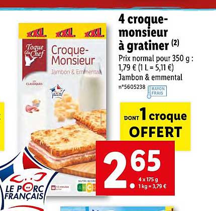 4 croque monsieur à gratiner toque du chef