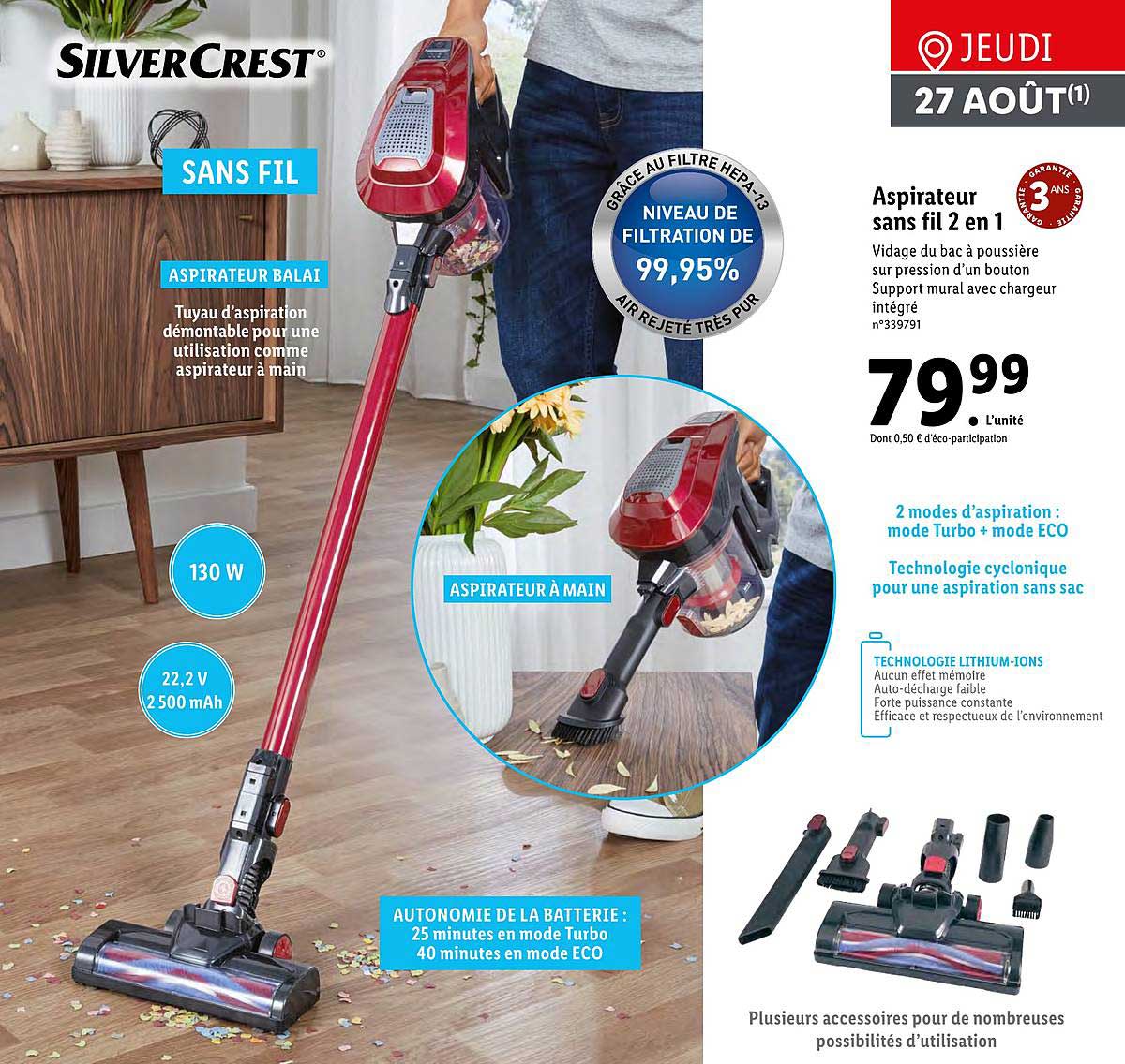 aspirateur sans fil 2en1 silvercrest