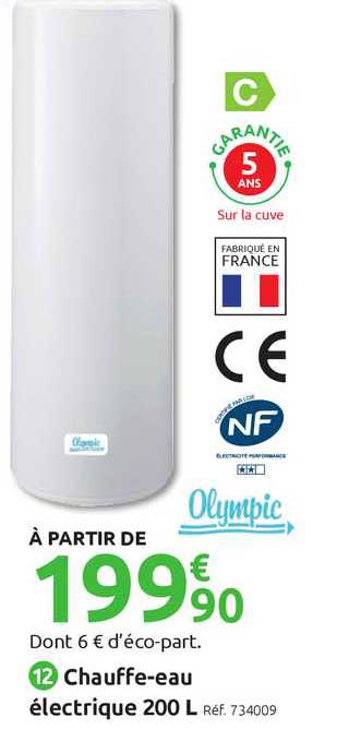 chauffe eau électrique 200 litres olympic