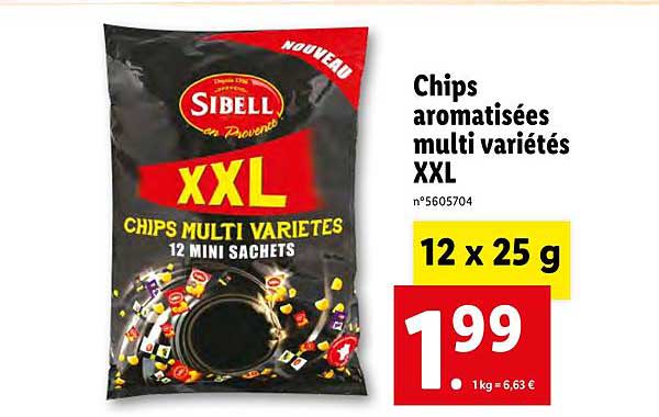 chips aromatisées multi variétés sibell