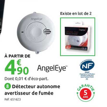 détecteur autonome avertisseur de fumée angeleye