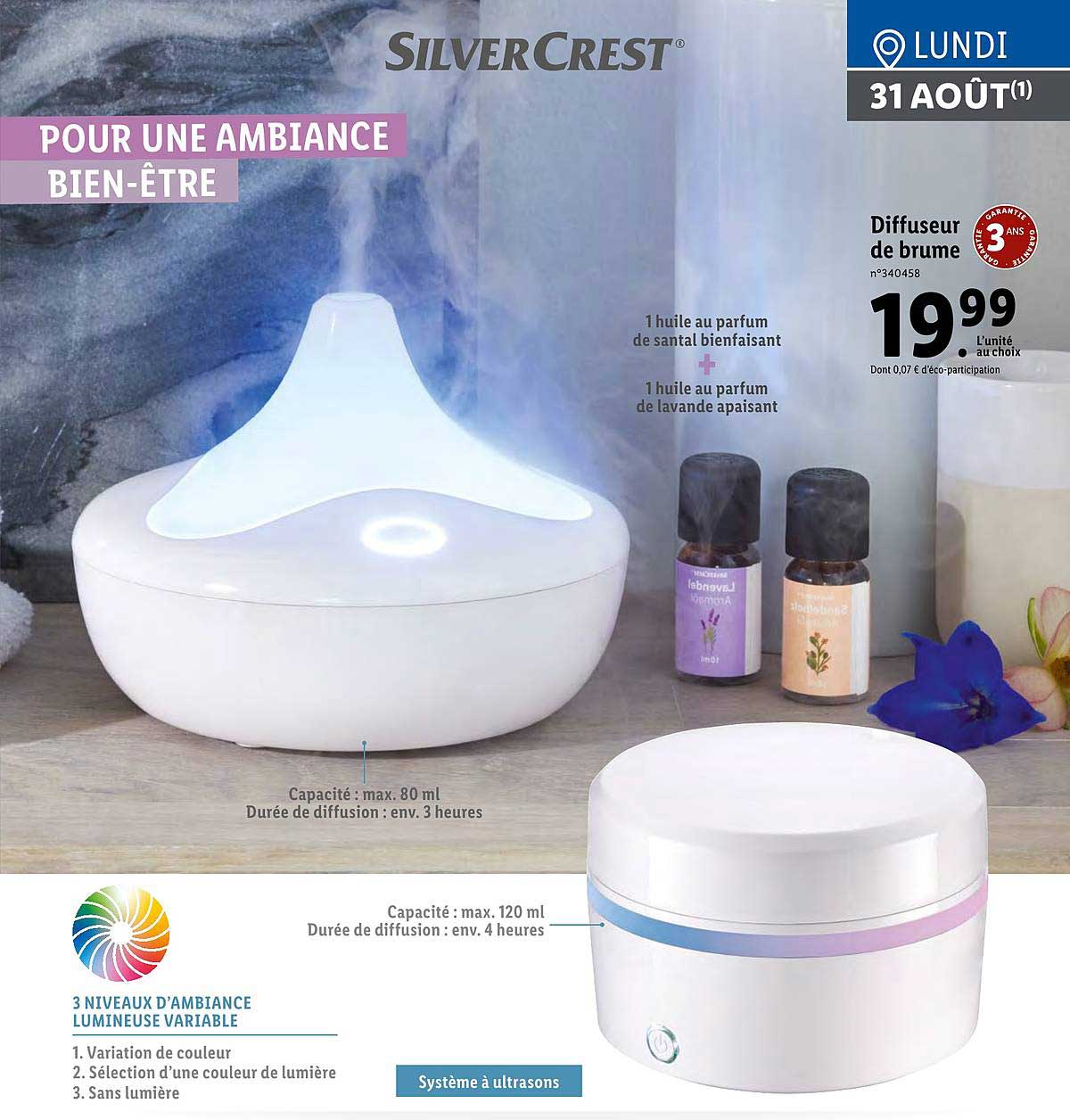 diffuseur de brume silvercrest