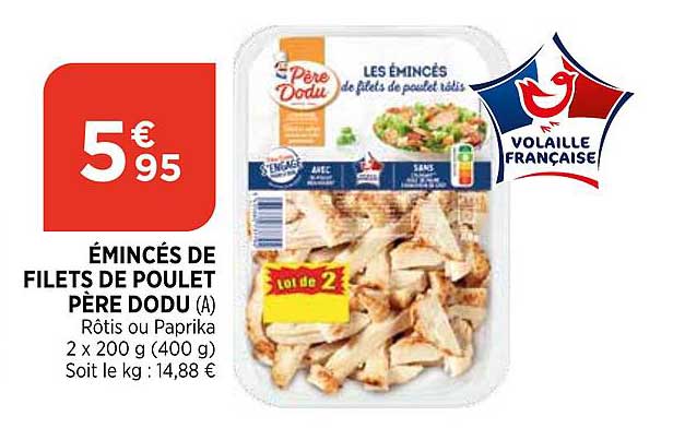 émincés de filets de poulet père dodu