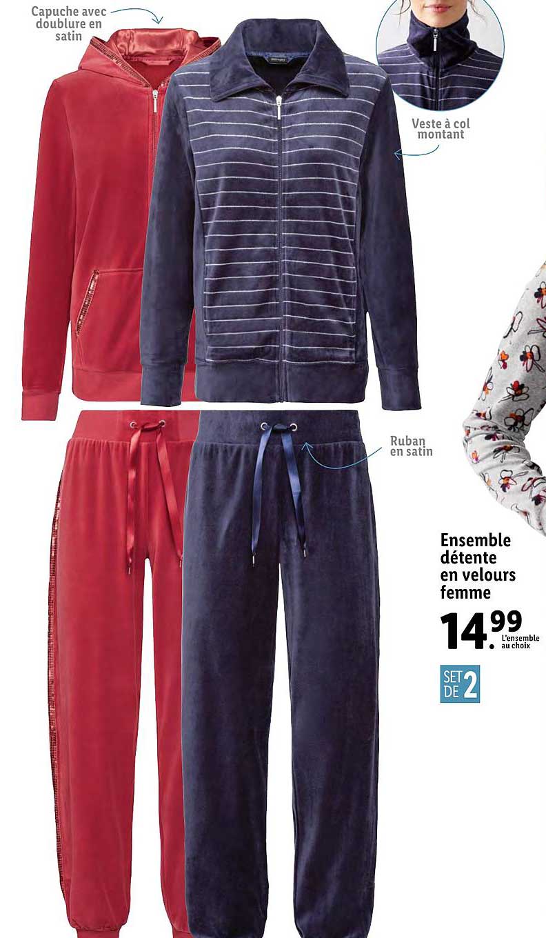 ensemble détente en velours femme