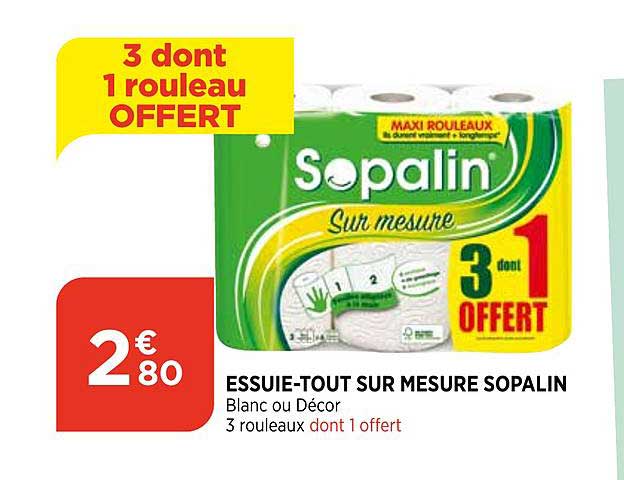 essuie tout sur mesure sopalin 3+1 offert