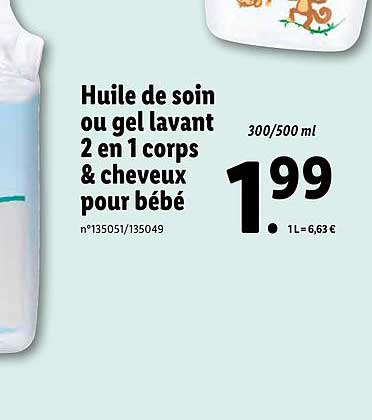 Huile De Soin Ou Gel Lavant 2en1 Corps & Cheveux Pour Bébé