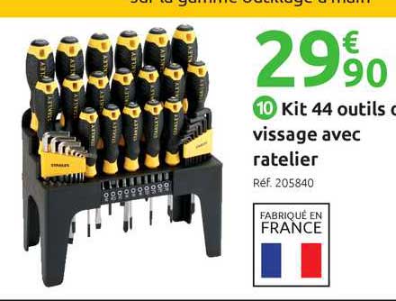 kit 44 outils de vissage avec ratelier