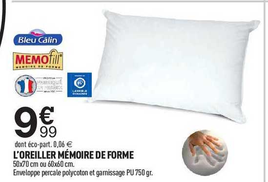 l'oreiller mémoire de forme bleu câlin memofill