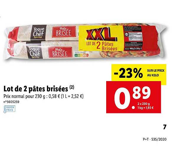 Lot De 2 Pâtes Brisées Toque Du Chef