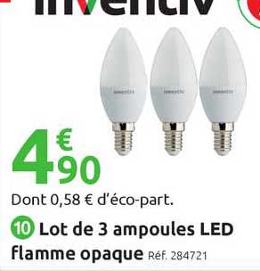 lot de 3 ampoules led flamme opaque inventiv