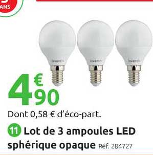lot de 3 ampoules led sphérique opaque