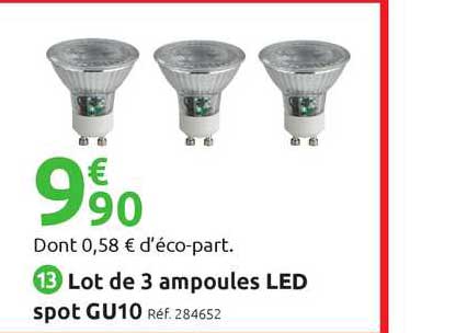 lot de 3 ampoules led spot gu10