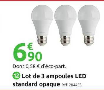lot de 3 ampoules led standard opaque
