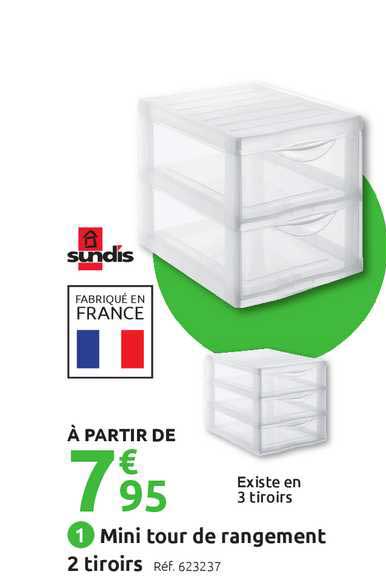 Mini Tour De Rangement 2 Tiroirs Sundis