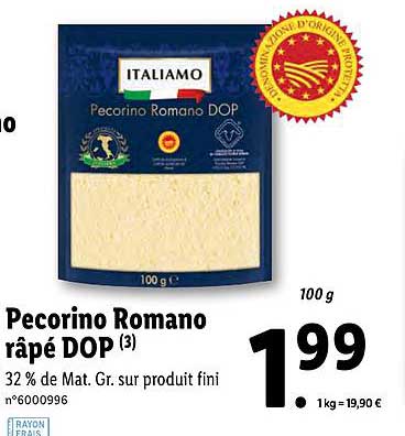 pecorino romano râpé dop italiamo