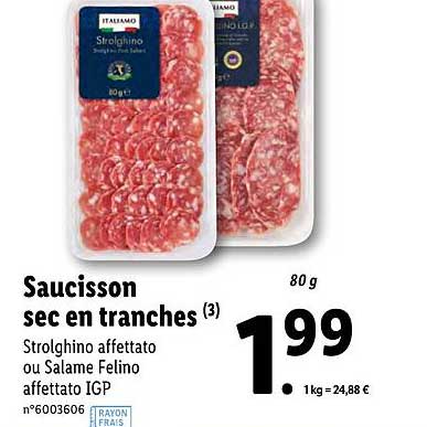 Saucisson Sec En Tranches Italiamo