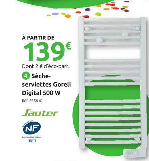 sèche serviettes goreli digital 500 watts sauter