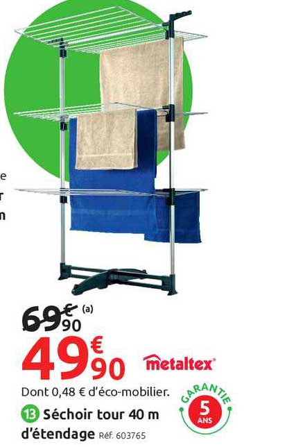 séchoir tour 40 mètres d étendage metaltex