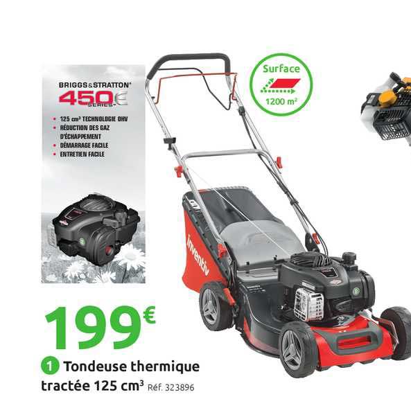 tondeuse thermique tractée 125 cm3 inventiv