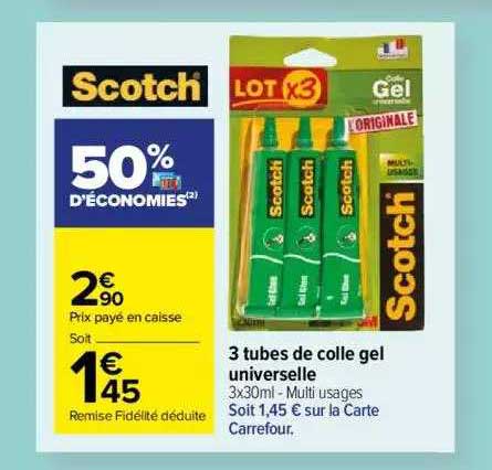 3 Tubes De Colle Gel Universelle Scotch
