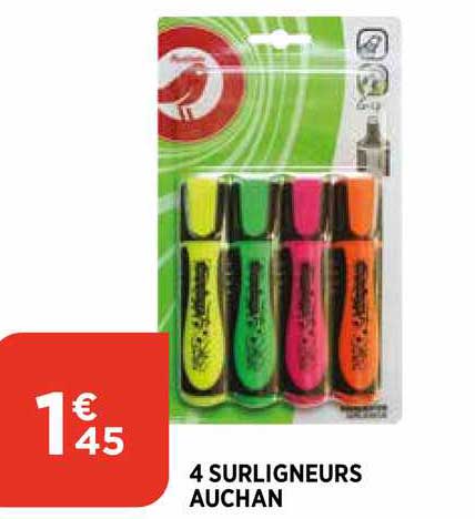 4 Surligneurs Auchan