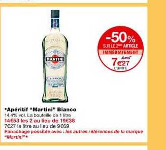 apéritif martini blanco -50% sur le 2ème article immédiatement