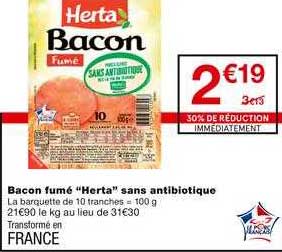 bacon fumé herta sans antibiotique