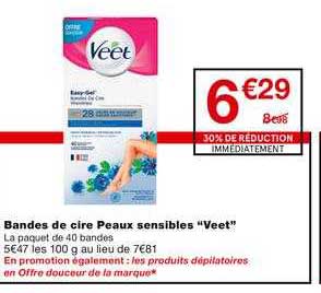 bande de cire peaux sensibles veet