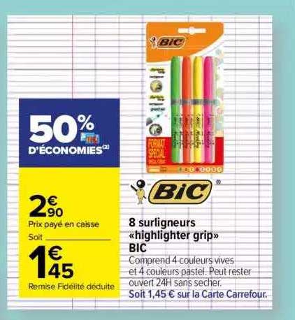 Bic 8 Surligneurs "highlighter Grip"