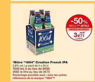 bière 1664 creation french ipa -50% sur le 2ème article immédiatement