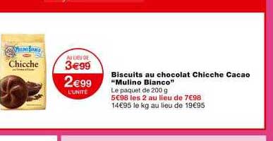 biscuits au chocolat chicche cacao "mulino bianco"